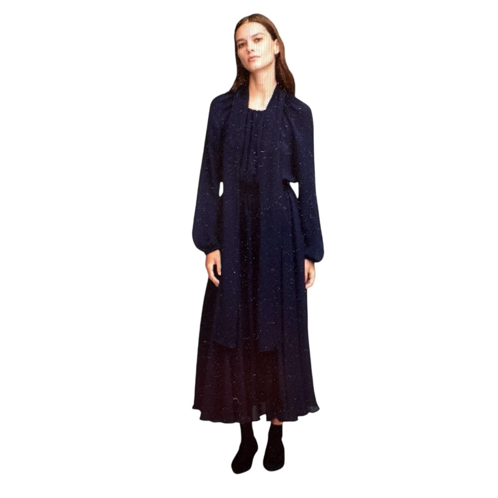 NWT Argent Madison Dress in Double Georgette Midnight Blue Sz. S - Picture 7 of 12